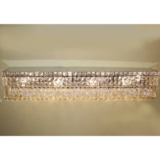 Glam Art Deco Style 8 light Chrome Finish and Clear Crystal 36-inch Wide Vanity Light Wall Sconce
