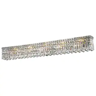Glam Art Deco Style 10 light Chrome Finish and Clear Crystal 48-inch Wide Vanity Light Wall Sconce