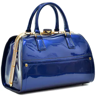 Dasein Faux Leather Jewel Satchel with Gold Tone Frame