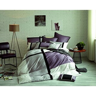 Gingham 3-piece Purple/ Grey Comforter Set