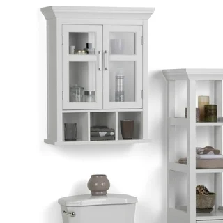WYNDENHALL Hayes Two Door Bathroom Wall Cabinet with Cubbies in White