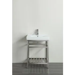Eviva Stone 24-inch Bathroom Vanity Stainless Steel with White Integrated Porcelain Top