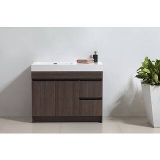 Eviva Beach® 39" Grey Oak Modern Bathroom Vanity Set with Integrated White Acrylic Sink