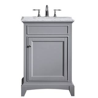 Eviva Elite Stamford® 24" Gray Bathroom Vanity Set with Double OG White Carrera Marble Top & White Undermount Porcelain Sink
