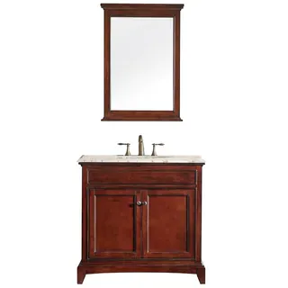 Eviva Elite Stamford® Brown Bathroom Vanity Set with Double OG Crema Marfil Marble Top and White Undermount Porcelain Sink