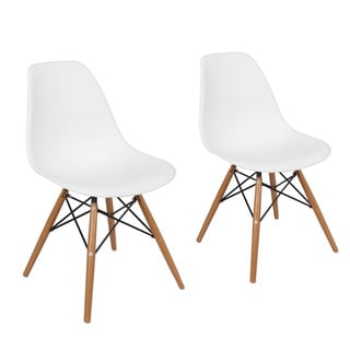 Adeco Plastic Side Chair with Wooden Legs (Set of Two)