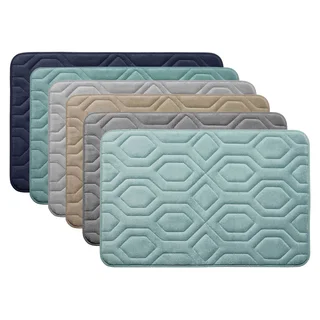 Embossed Diamond Pattern Premium Micro Plush Memory Foam Bath Rug