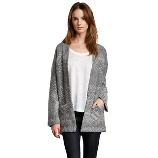 Inhabit Women's Grey Zigzag Wool Blend Open Front Cardigan