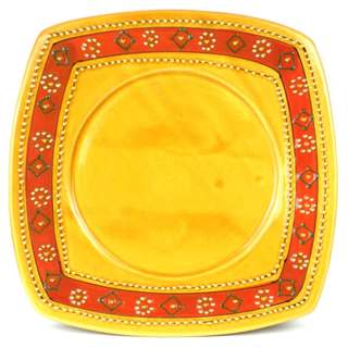 Hand-painted Square Plate in Honey - Encantada Pottery (Mexico)
