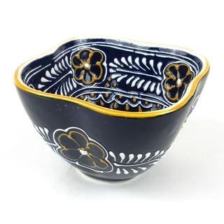 Handmade Blue Dip Bowl Encantada Pottery Bowl (Mexico)