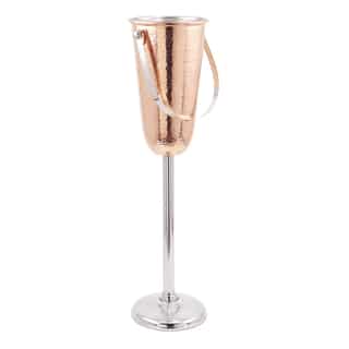 10" x 8.25" x 31.25" Hammered Decor Copper Champagne Cooler with Stand, 1.75 Gal.