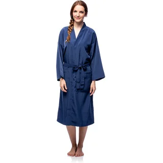 La Cera Women's Navy Full-length Robe