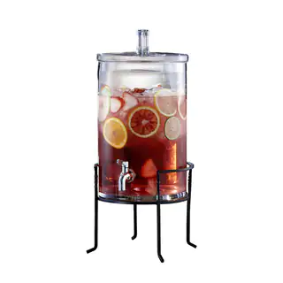 2.5-gallon Glass Beverage Dispenser with Metal Stand