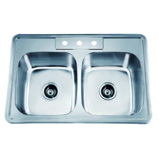Dawn Top Mount Equal Double Bowl Sink with 3 Holes