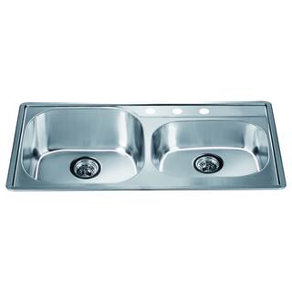 Dawn Top Mount Double Bowl Sink with 3 Holes