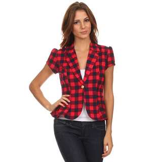 MOA Collection Women's Plaid Regular and Plus Size Blazer