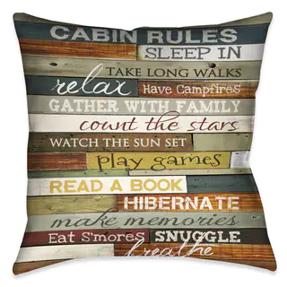 Laural Home Rules of the Cabin Decorative 18-inch Throw Pillow