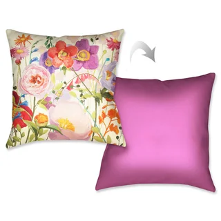 Laural Home Pink Meadow I Decorative 18-inch Throw Pillow