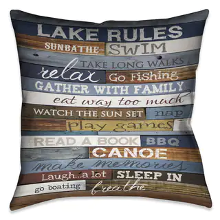 Laural Home Rules of the Lake Decorative 18-inch Throw Pillow