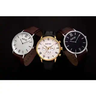 August Steiner Men's Classic Quartz Leather Silver-Tone Strap Watch