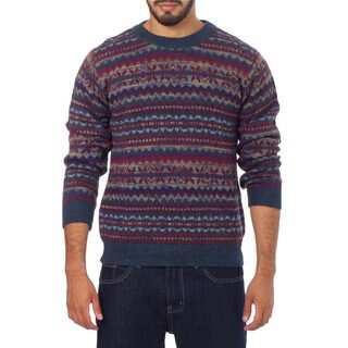 Handmade Men' Alpaca 'Colca Blue' Sweater (Peru)