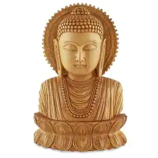 Handcrafted Kadam Wood 'Serene Buddha I' Sculpture (India)