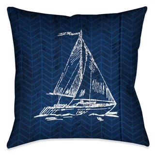 Laural Home Navy Sailboat Decorative 18-inch Throw Pillow