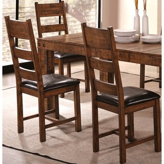 Lenox Bold Block Design Distressed Honey Rustic Dining Chairs (Set of 2)