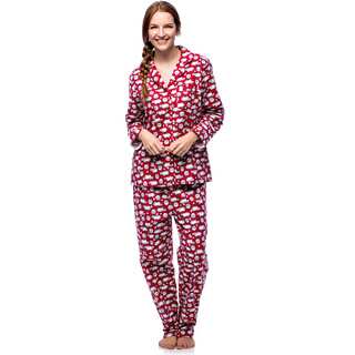 La Cera Women's Cotton Flannel Sheep Print Pajama Set