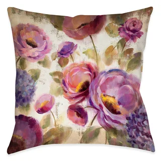 Laural Home Blue and Purple Florals II Decorative 18-inch Throw Pillow
