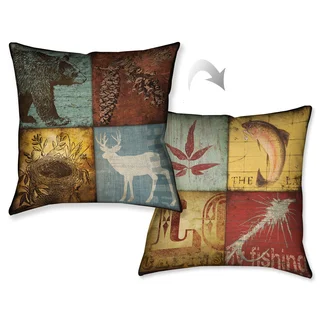 Laural Home Lodge Patches Decorative 18 Inch Throw Pillow