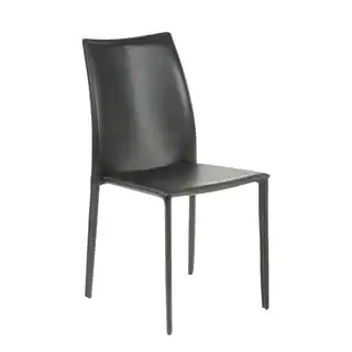 Dalia Black Leather Side Chairs (Set of 4)