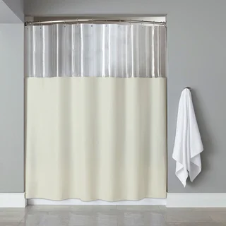 Antibacterial-microbial Mildew-resistant 'See Through Top' Ivory Shower Curtain