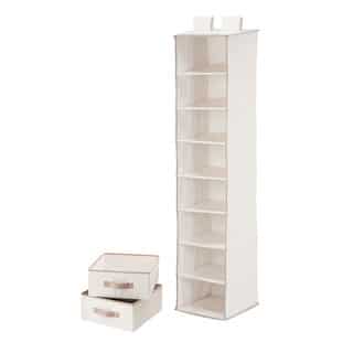 8 shelf organizer and 2 drawers- natural t/c polycotton