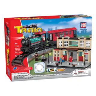 Brictek 8-in-1 Train Station with Track