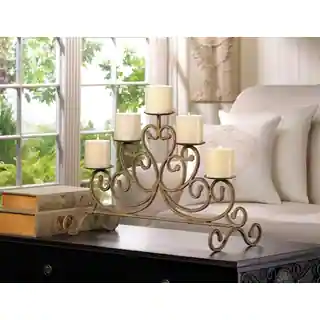 Romantic Scrolling Antiqued Iron Candleabra