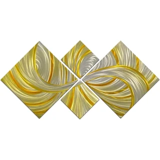 Deceptive Golden Curls 4-piece Handmade Modern Metal Wall Art