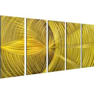 Golden hypnotic sphere 5 Piece Handmade Modern Metal Wall Art