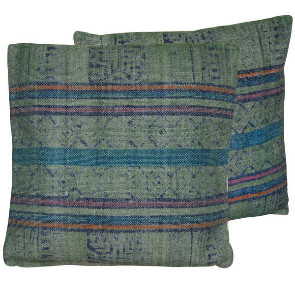 Handmade Kilim Throw Pillow, Set of 2 (India) - 20" x 20"