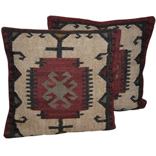 Herat Oriental Indo Handmade Wool/ Jute 20" Pillows (Set of Two)