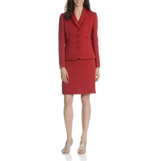Tahari Arthur S. Levine Women's Red Textured 2-Piece Skirt Suit