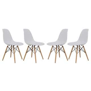 LeisureMod Eames-Style Dover White Side Chair (Set of 4)