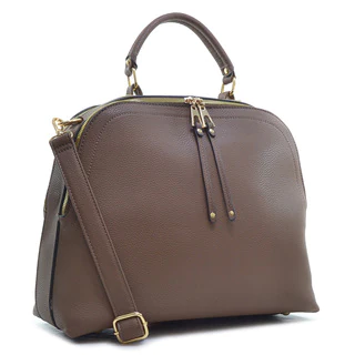 Dasein Buffalo Faux Leather Dome Satchel with Shoulder Strap