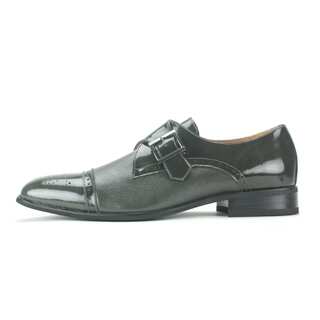 Giorgio Venturi Men's Grey Two-Tone Single Monk Strap Dress Shoes