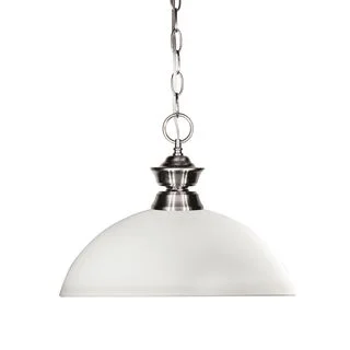 Z-Lite Brushed Nickel with Dome Matte Opal Shade - Steel 1-light Pendant