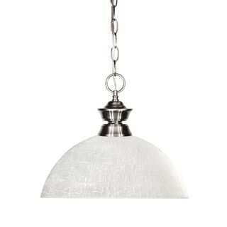 Z-Lite Brushed Nickel with Dome White Linen Shade - Steel 1-light Pendant
