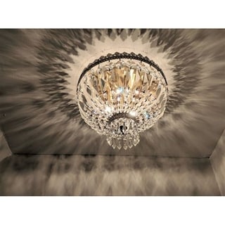 Metro Candelabra 3-light Antique Bronze Finish and Clear Crystal 12-inch Wide Small Ceiling Flush Mount