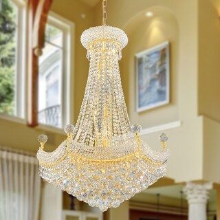 French Empire 15 Light Gold Finish Crystal Regal Chandelier Large