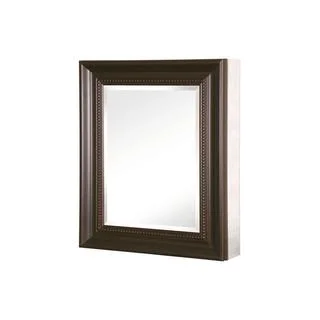 Pegasus 24-inch x 30-inch Recessed or Surface Mount Mirrored Medicine Cabinet with Deco Framed Door in Oil Rubbed Bronze