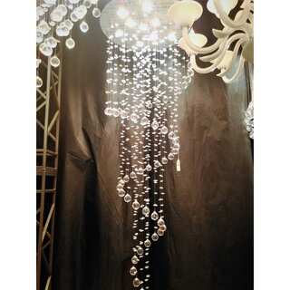 Modern Contemporary 10 Light Chrome Finish and Clear Crystal Spiral Rain Drop Chandelier Large 24" Round x 72" Long
